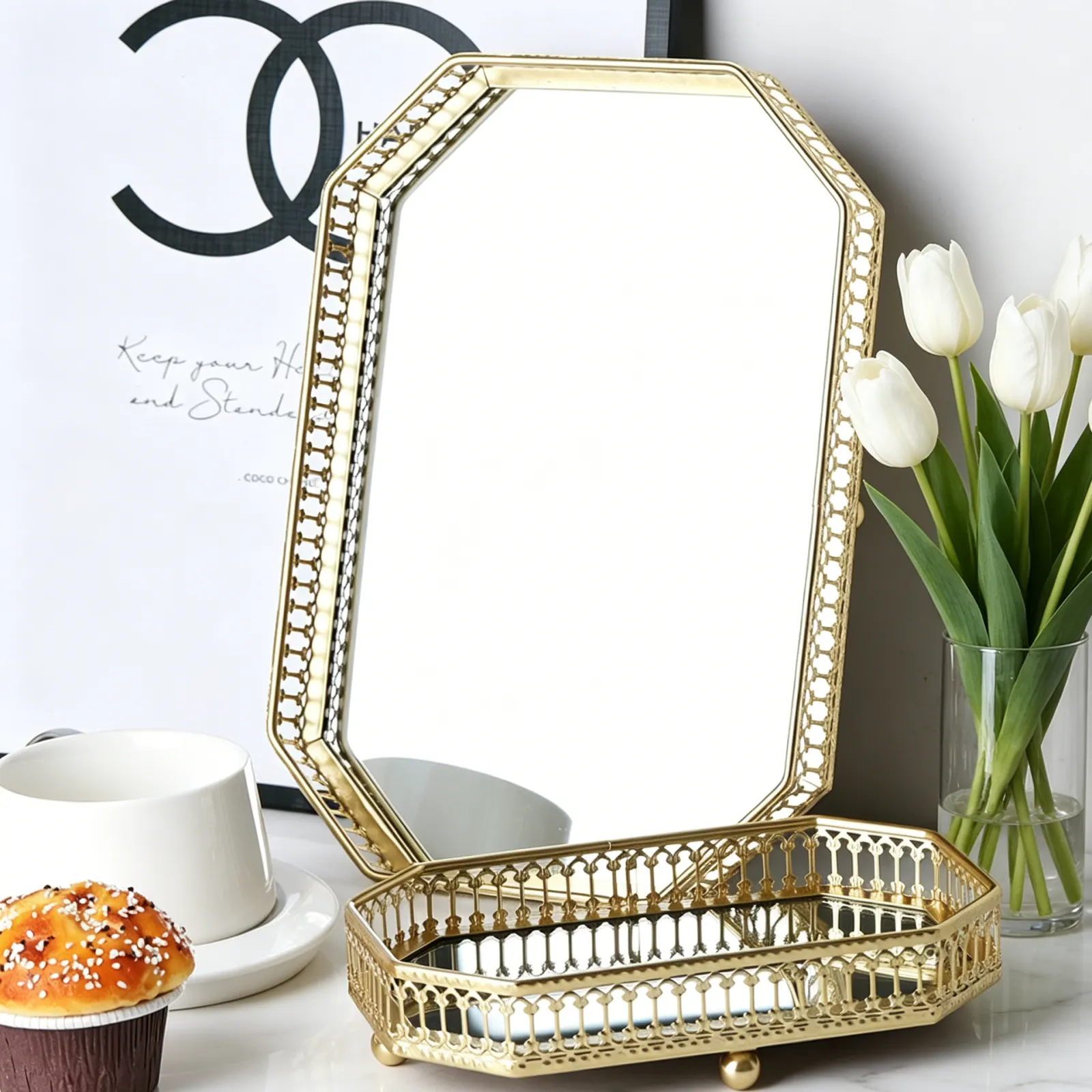 Luxury Iron Jewelry Storage Box with Mirror